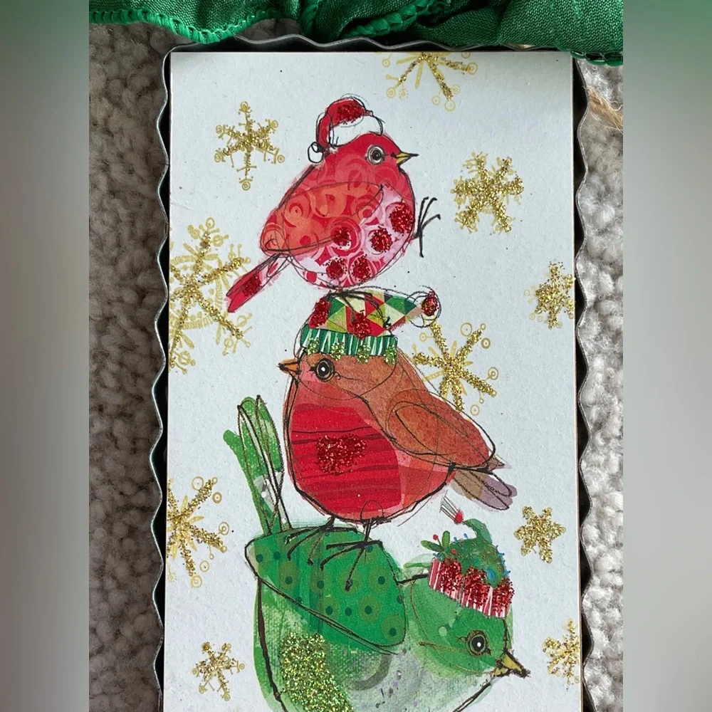 The Round Top Collection Glitter Holiday Birds Bow Mini Gallery Ornament